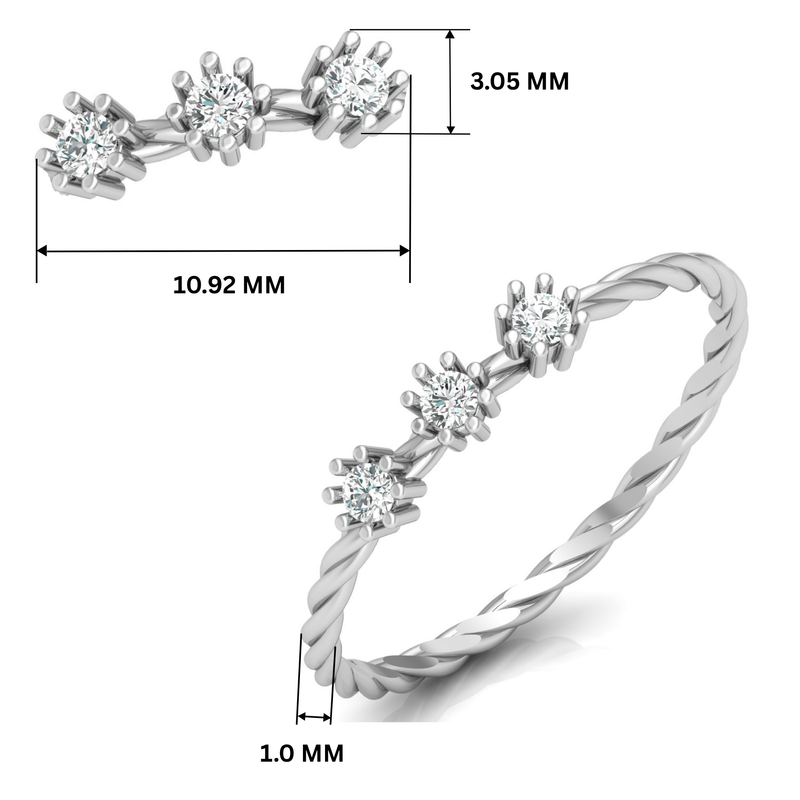 Crown Twist Platinum Plated Lab Grown Diamond Ring