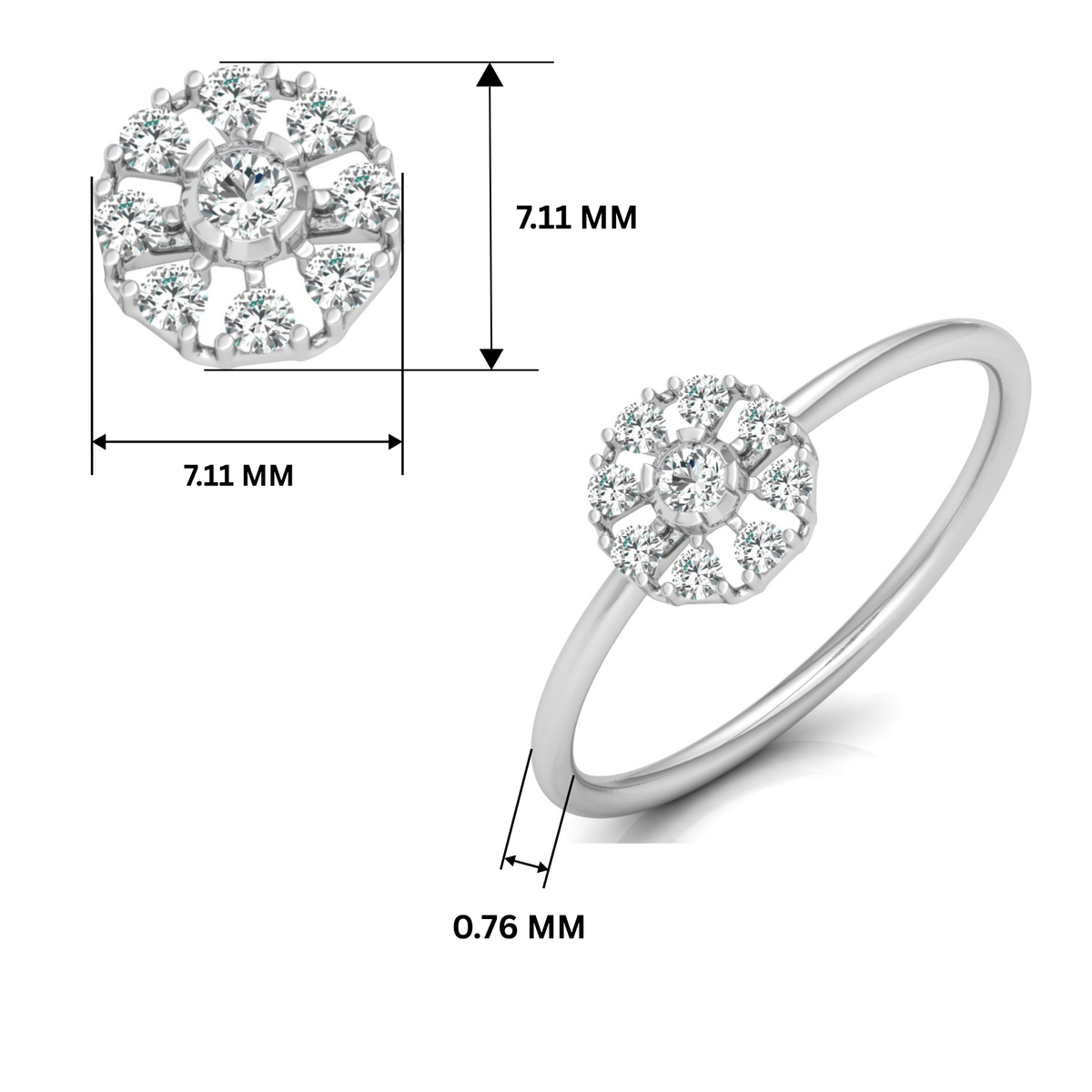 Elowen Glow Platinum Plated Lab Grown Diamond Ring