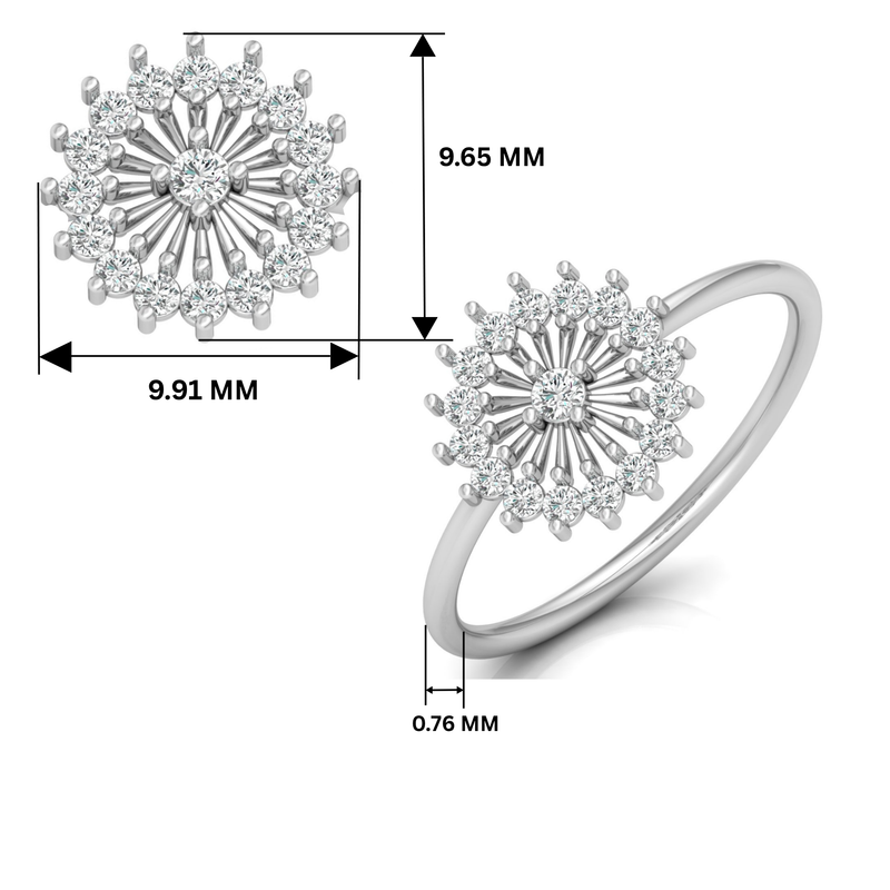 Tiara Round Platinum Plated Lab Grown Diamond Ring