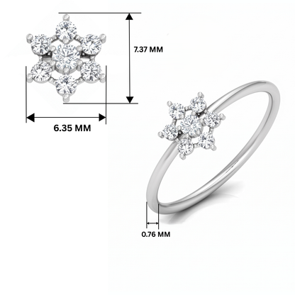 Star Leaf Cluster Platinum Plated Lab Grown Diamond Ring