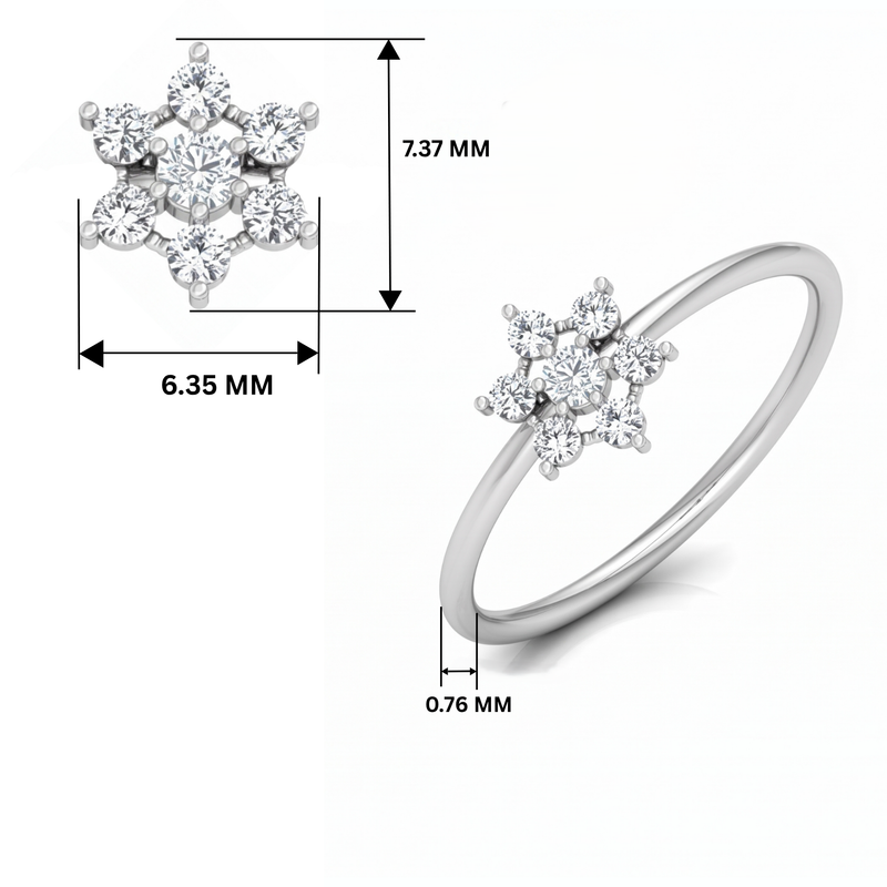 Star Leaf Cluster Platinum Plated Lab Grown Diamond Ring