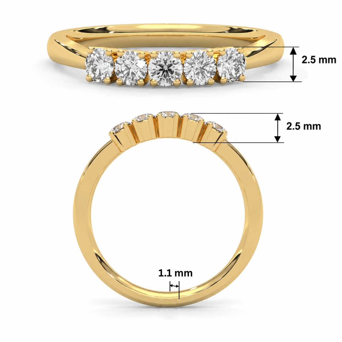 Golden Glow Five-Stone Lab Grown Diamond Ring