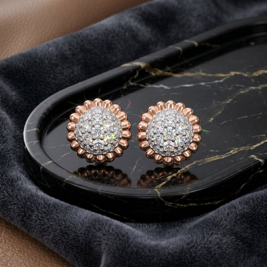 Beaded Halo Lab Grown Diamond Earrings