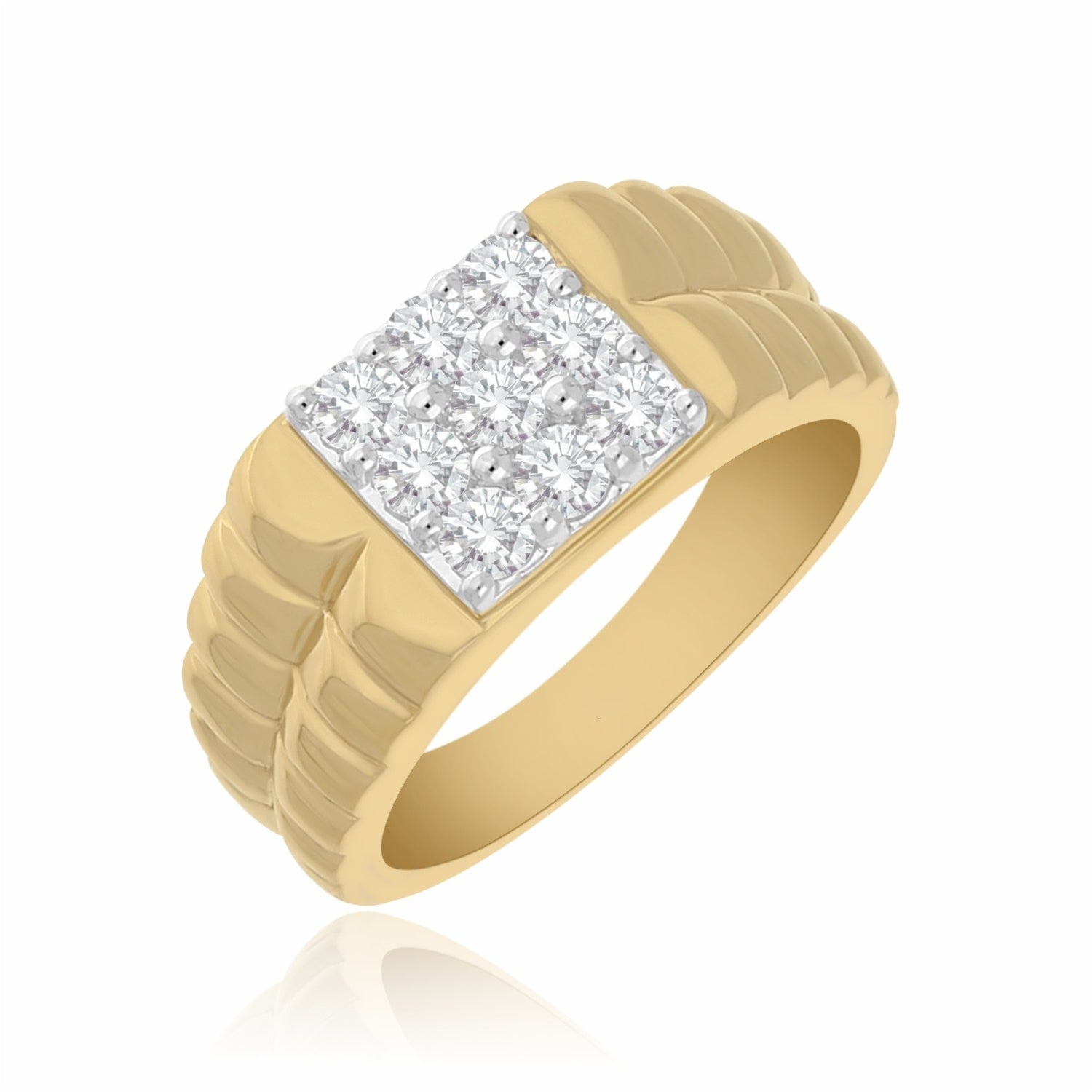Ribbed Shank Lab Grown Diamond Ring