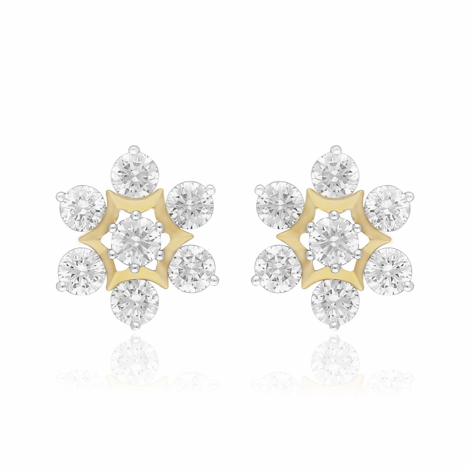 Golden Flower Lab Grown Diamond Earring