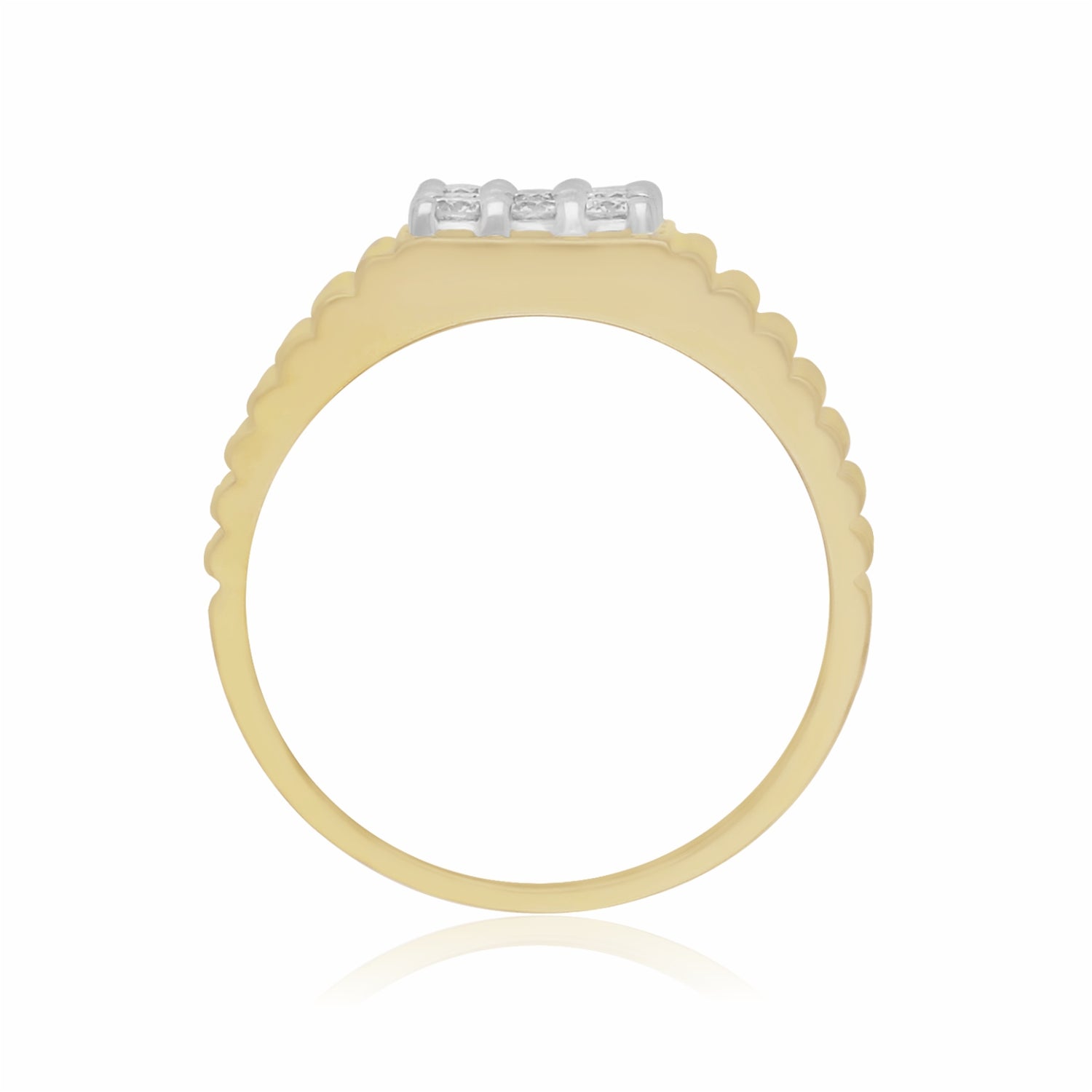 Golden Pave Baron Lab Grown Diamond Ring