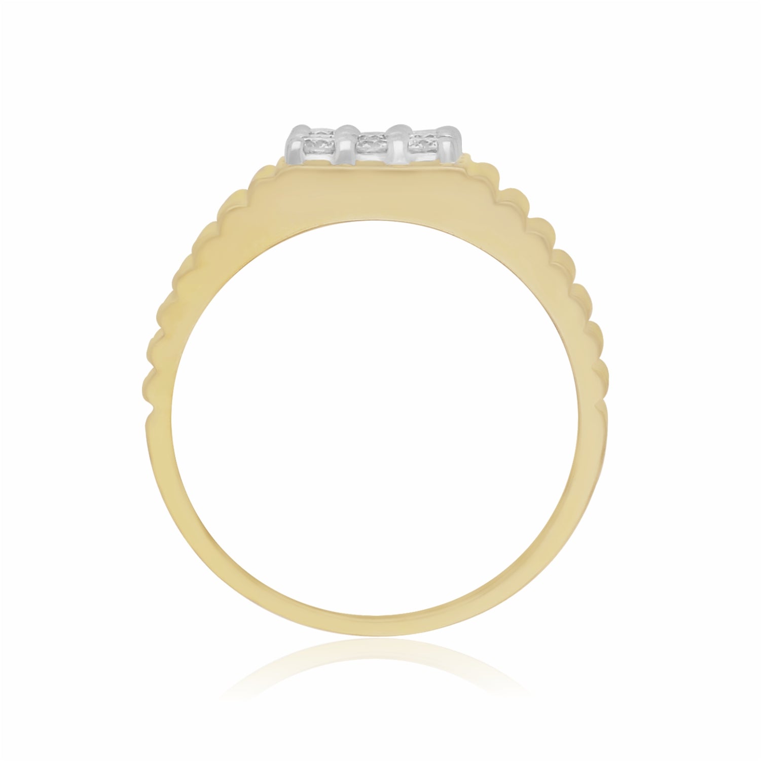 Golden Pave Baron Lab Grown Diamond Ring