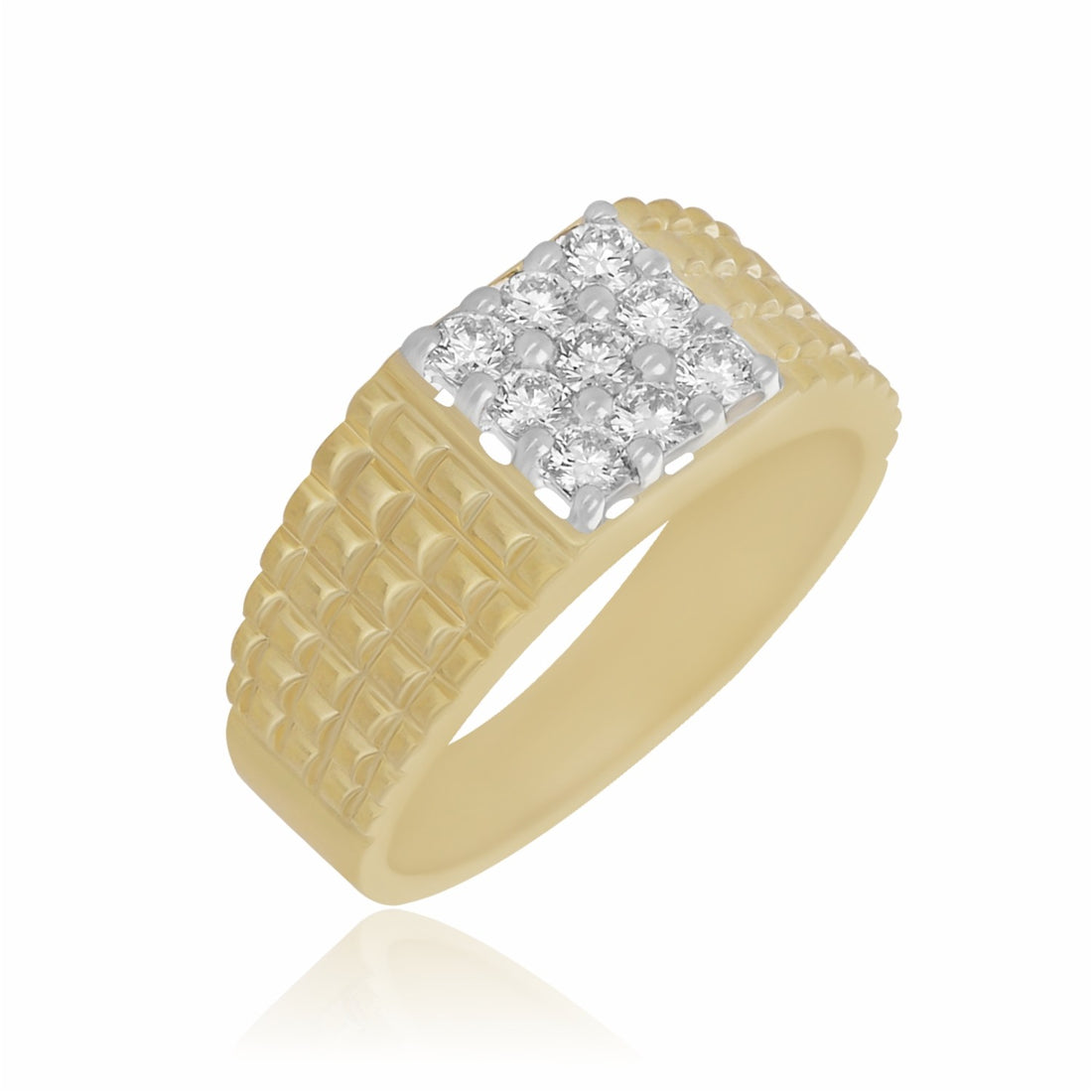 Golden Pave Baron Lab Grown Diamond Ring