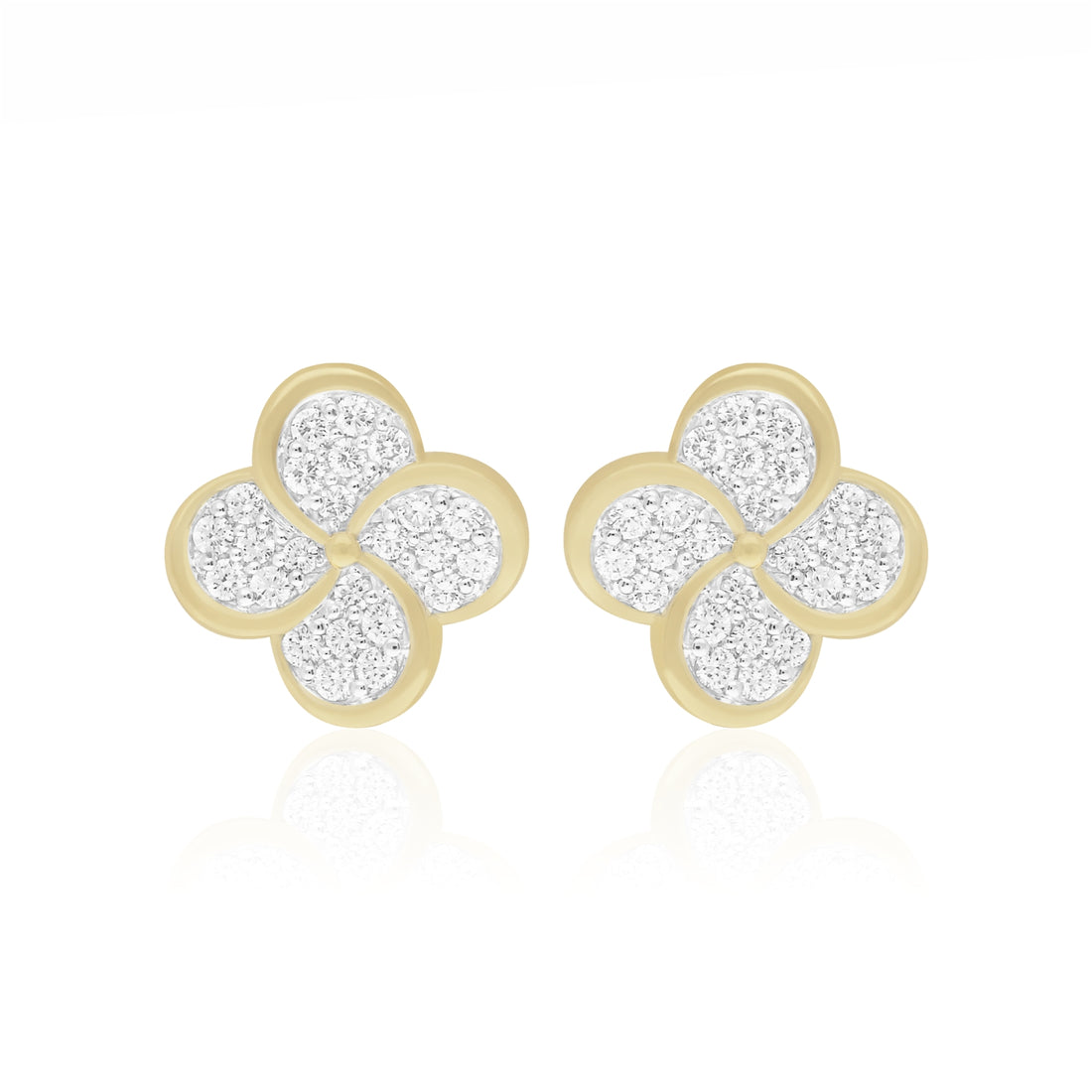 Four Petal Flower Lab Grown Diamond Earrings