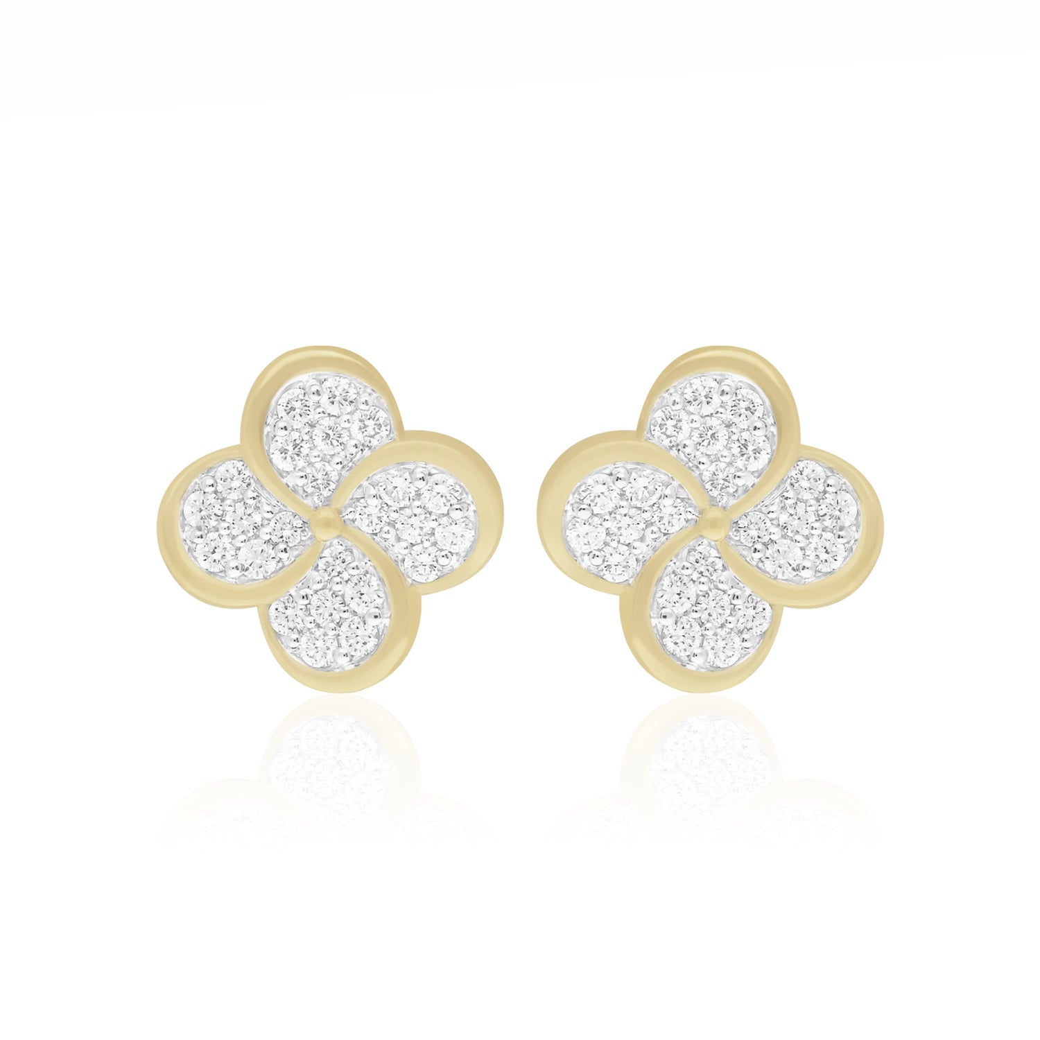 Four Petal Flower Lab Grown Diamond Earrings