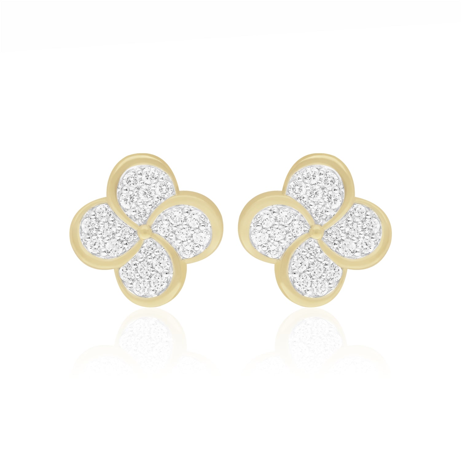 Four Petal Flower Lab Grown Diamond Earrings