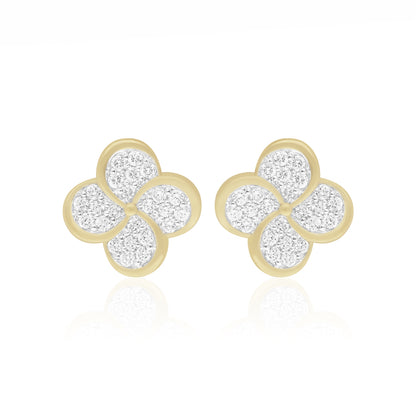 Four Petal Flower Lab Grown Diamond Earrings