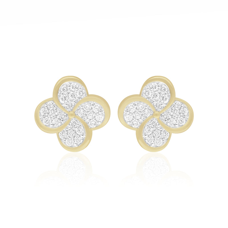 Four Petal Flower Lab Grown Diamond Earrings