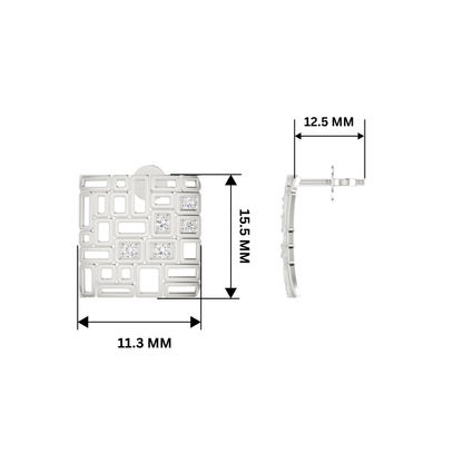 Modular Mesh Platinum Plated Lab Grown Diamond Earrings