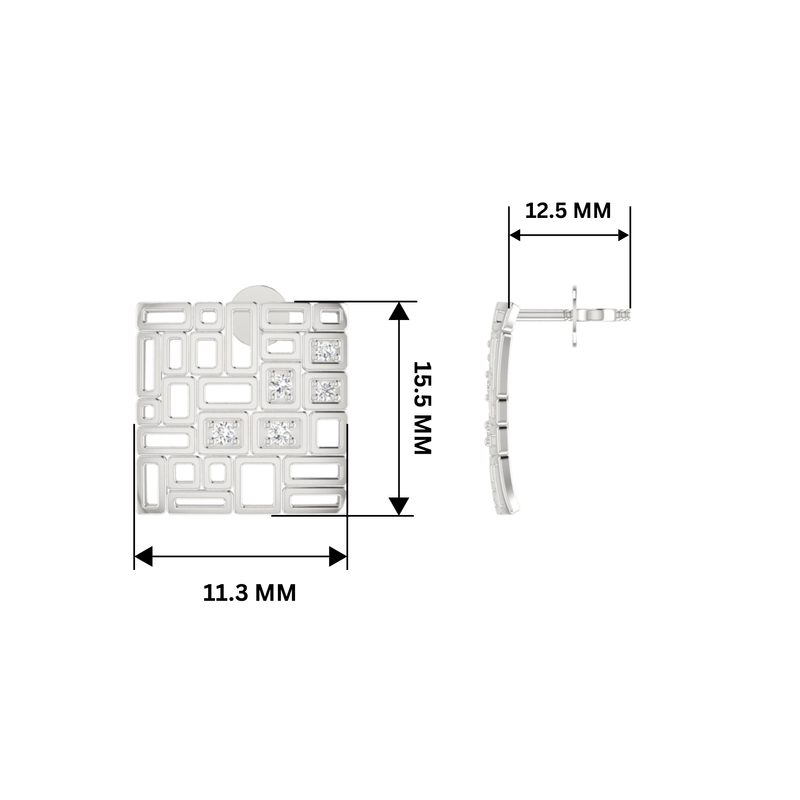 Modular Mesh Platinum Plated Lab Grown Diamond Earrings