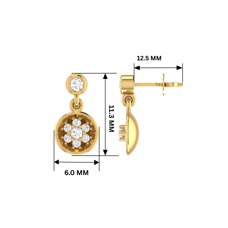Radiant Rosette Drops Gold Plated Lab Grown Diamond Earrings