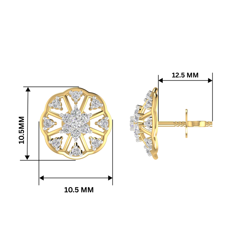 Filigree Flare Gold Plated Lab Grown Diamond Earrings