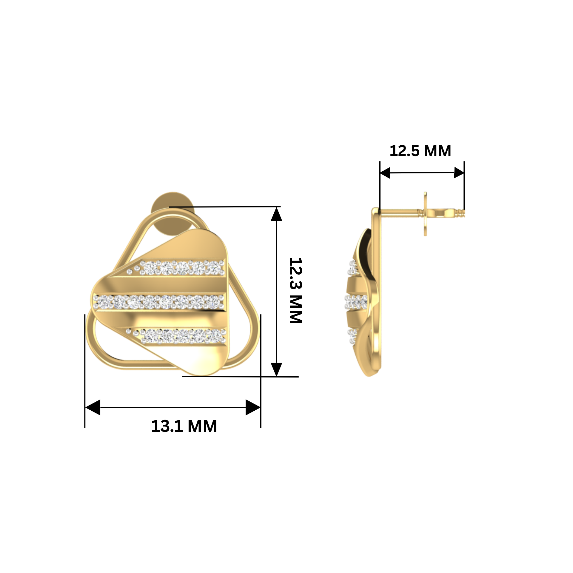 Parallel Gable Gold Plated Lab Grown Diamond Earrings