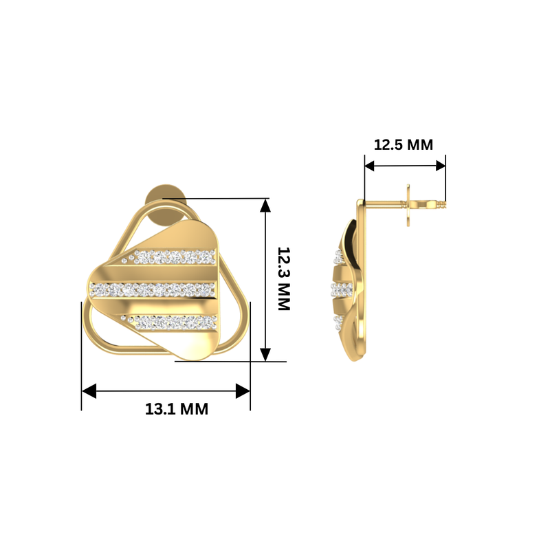 Parallel Gable Gold Plated Lab Grown Diamond Earrings