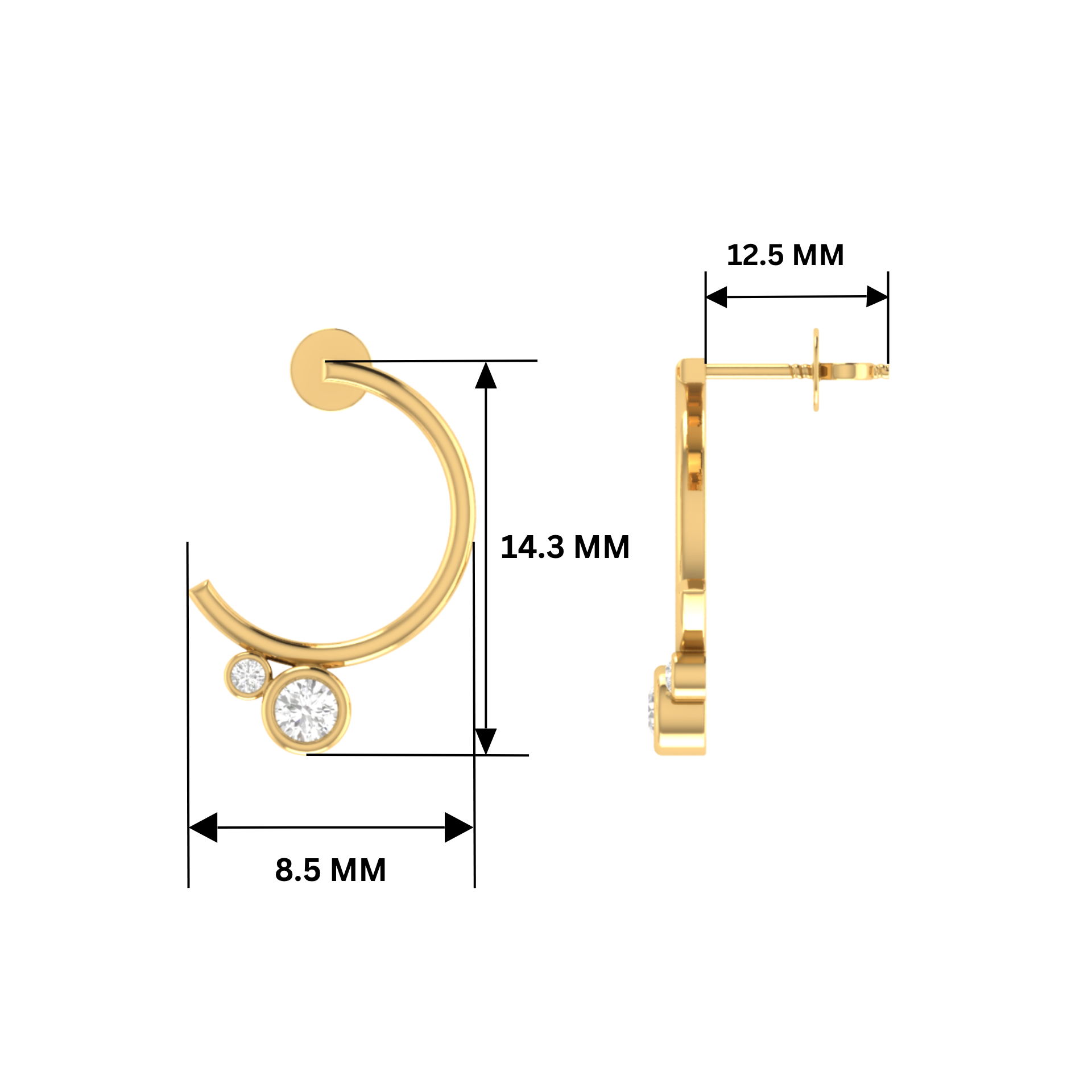 Lunar Orbiters Gold Plated Lab Grown Diamond Earrings