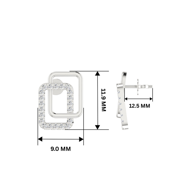 Nested Square Platinum Plated Lab Grown Diamond Earrings