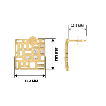 Tesserae Studs Gold Plated Lab Grown Diamond Earrings