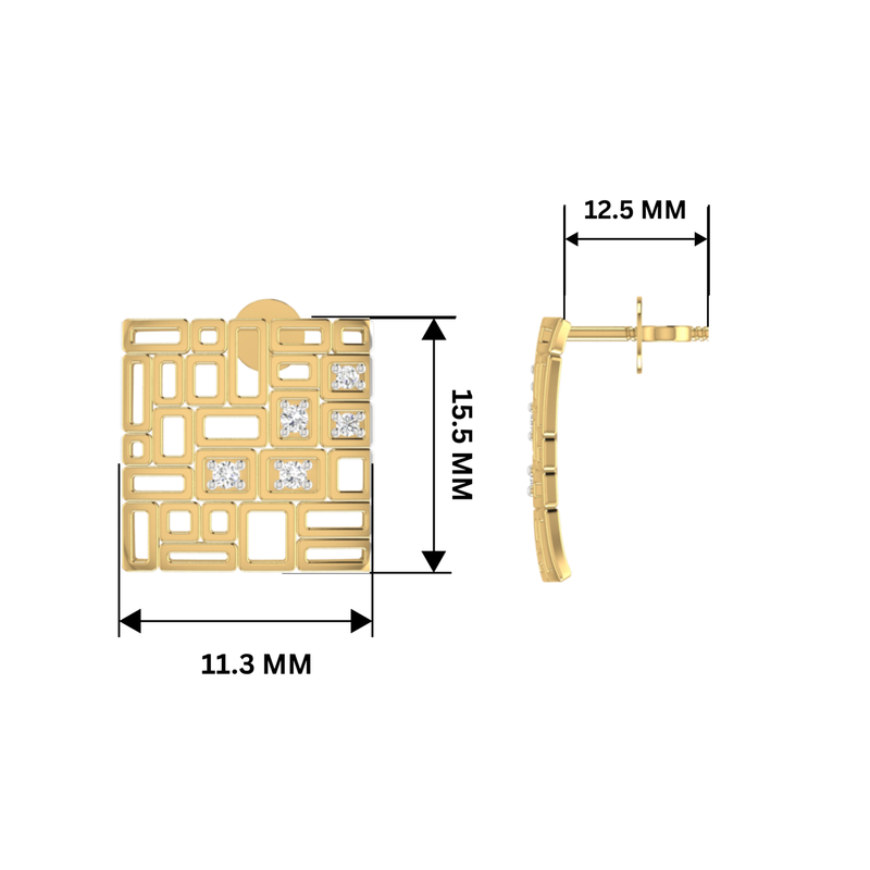 Tesserae Studs Gold Plated Lab Grown Diamond Earrings