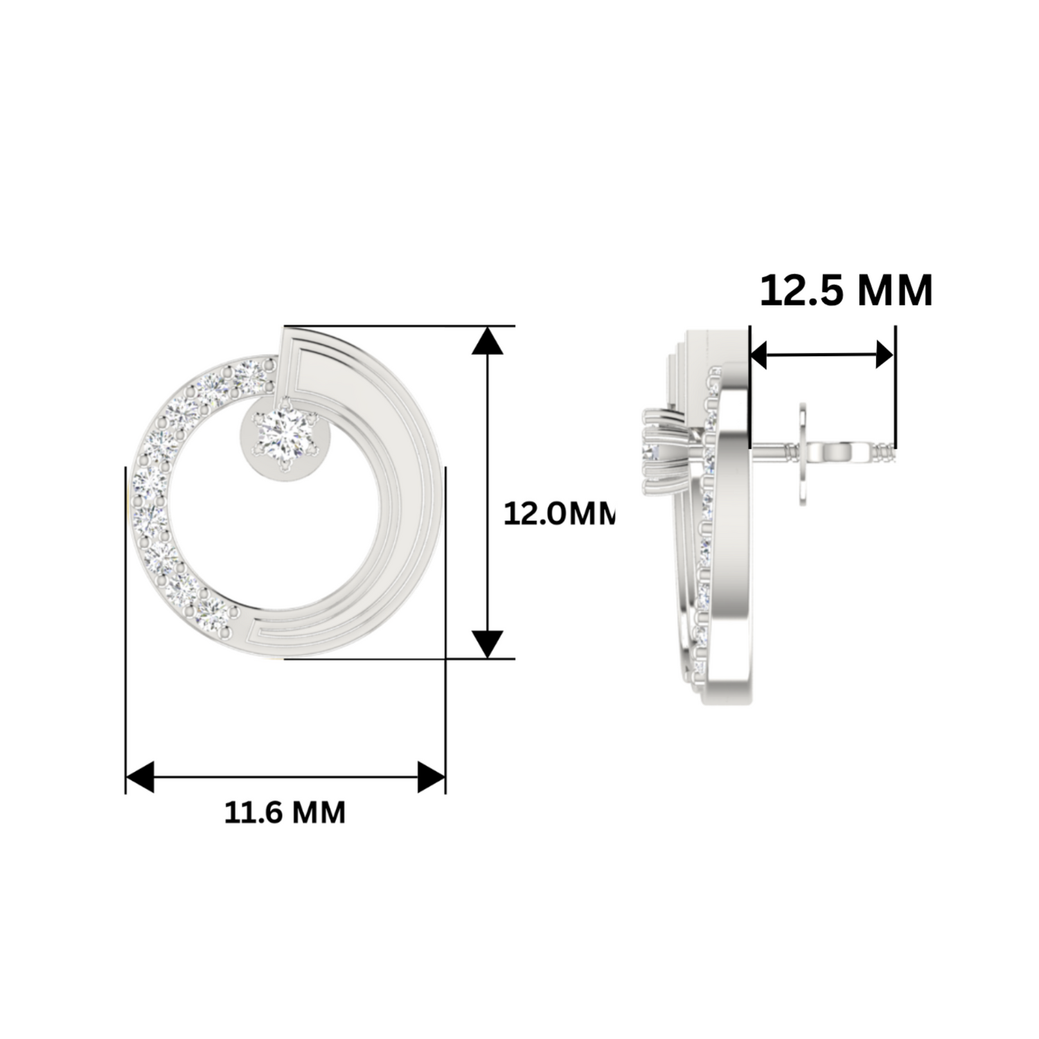 Subtle Circle Platinum Plated Lab Grown Diamond Earrings