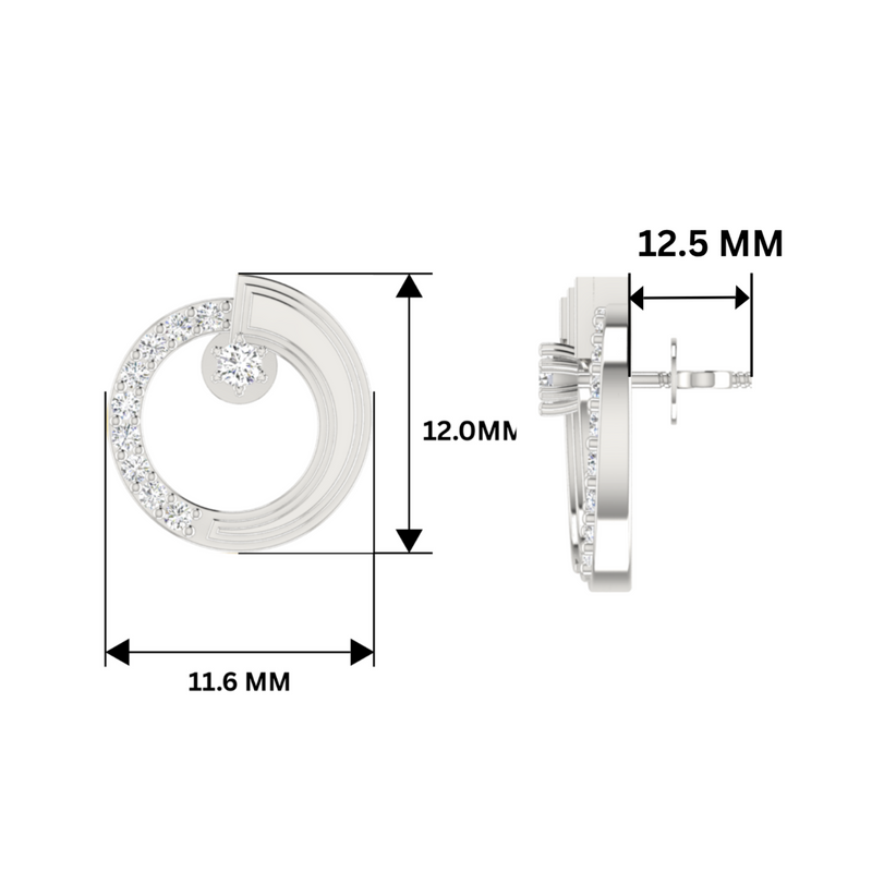 Subtle Circle Platinum Plated Lab Grown Diamond Earrings