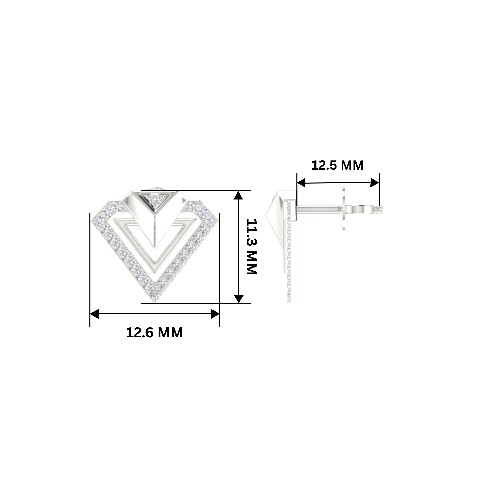 Inverted Peak Platinum Plated Lab Grown Diamond Earrings