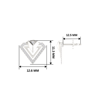 Inverted Peak Platinum Plated Lab Grown Diamond Earrings