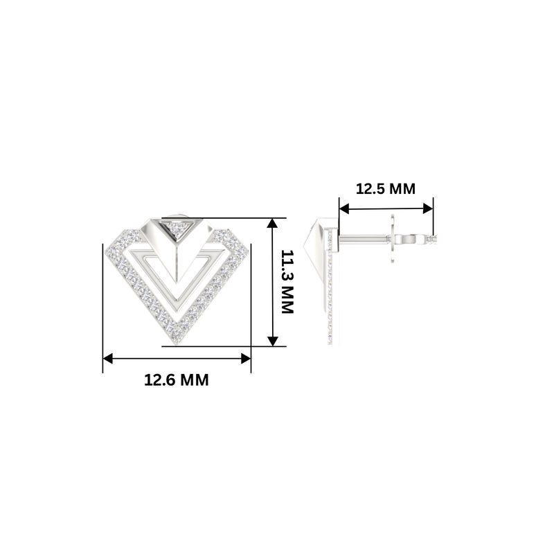 Inverted Peak Platinum Plated Lab Grown Diamond Earrings