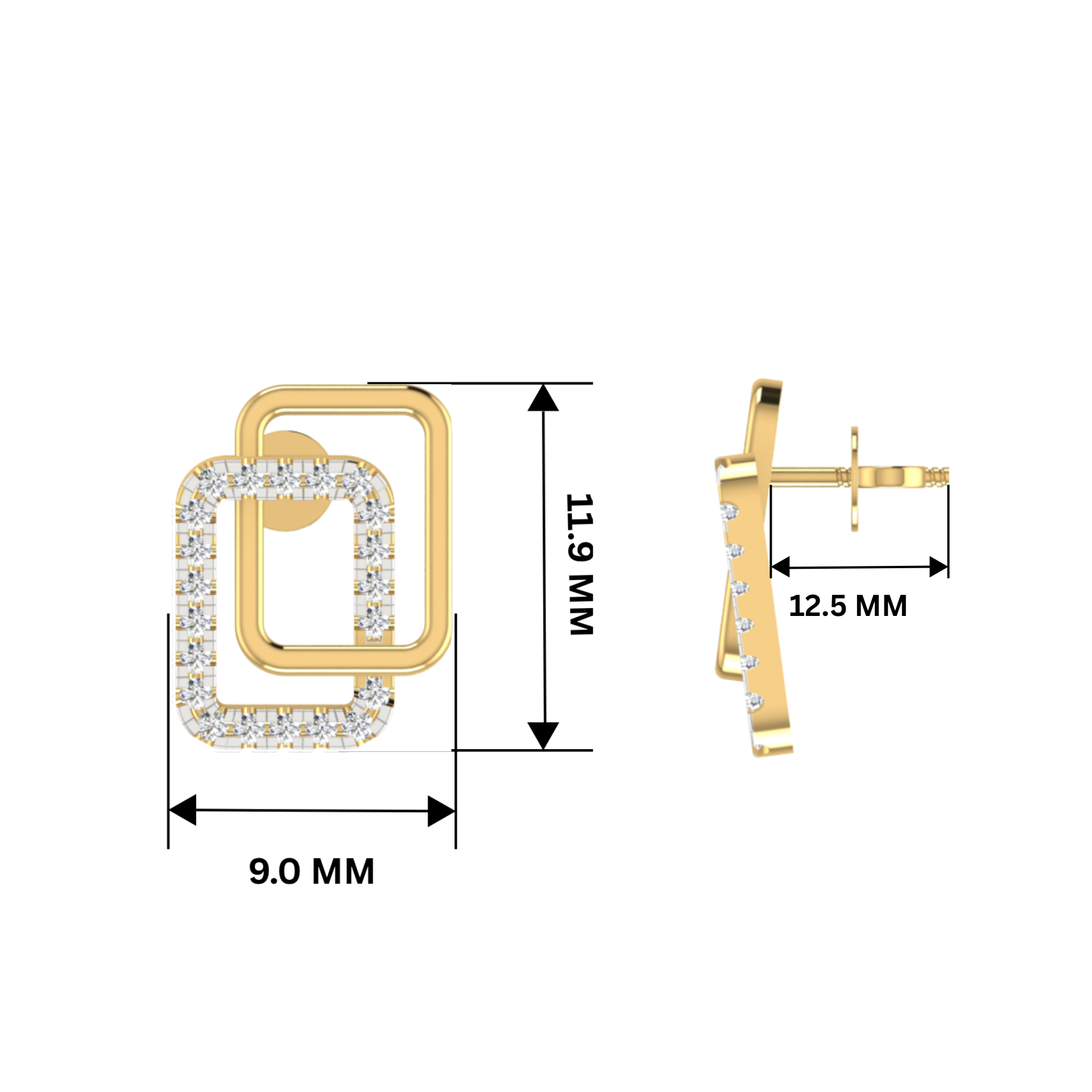 Bonded Aura Studs Gold Plated Lab Grown Diamond Earrings