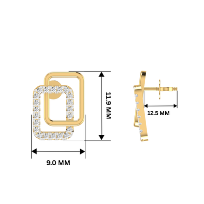 Bonded Aura Studs Gold Plated Lab Grown Diamond Earrings