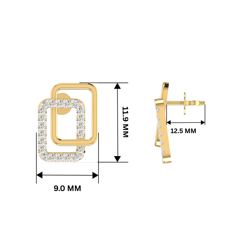 Bonded Aura Studs Gold Plated Lab Grown Diamond Earrings