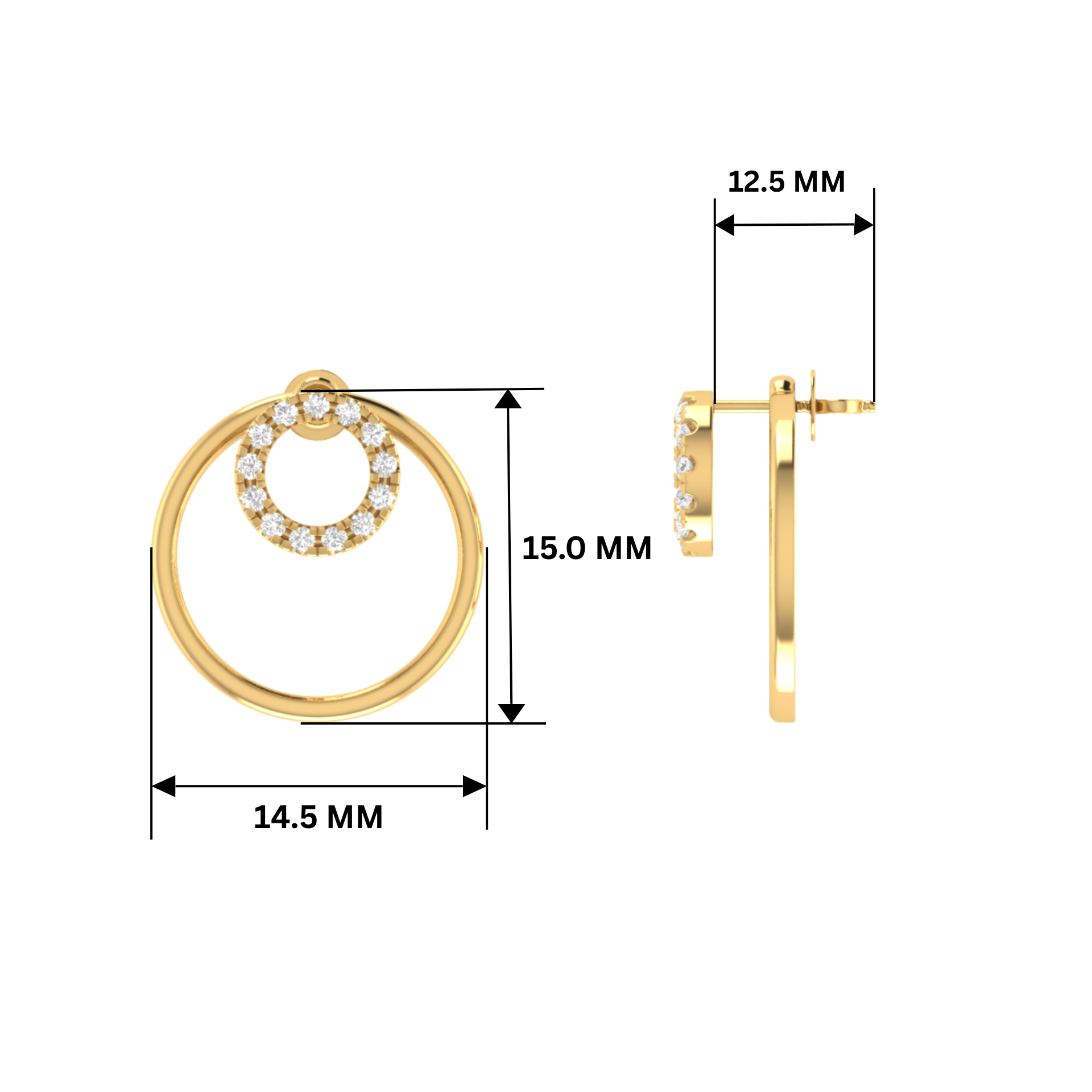 Concentric Halo Gold Plated Lab Grown Diamond Earrings