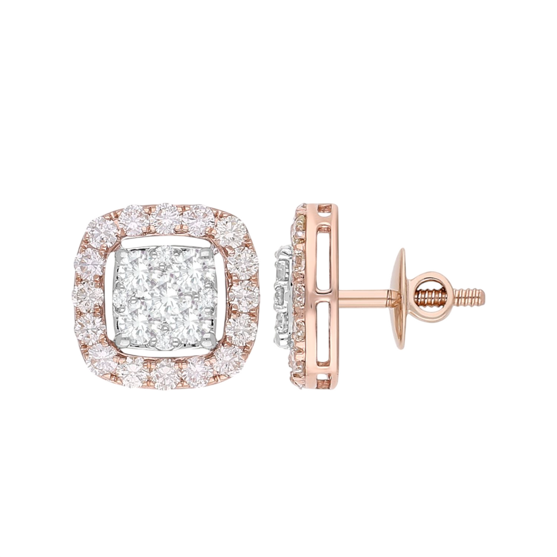 Cushion Halo Solitaire Lab Grown Diamond Earrings