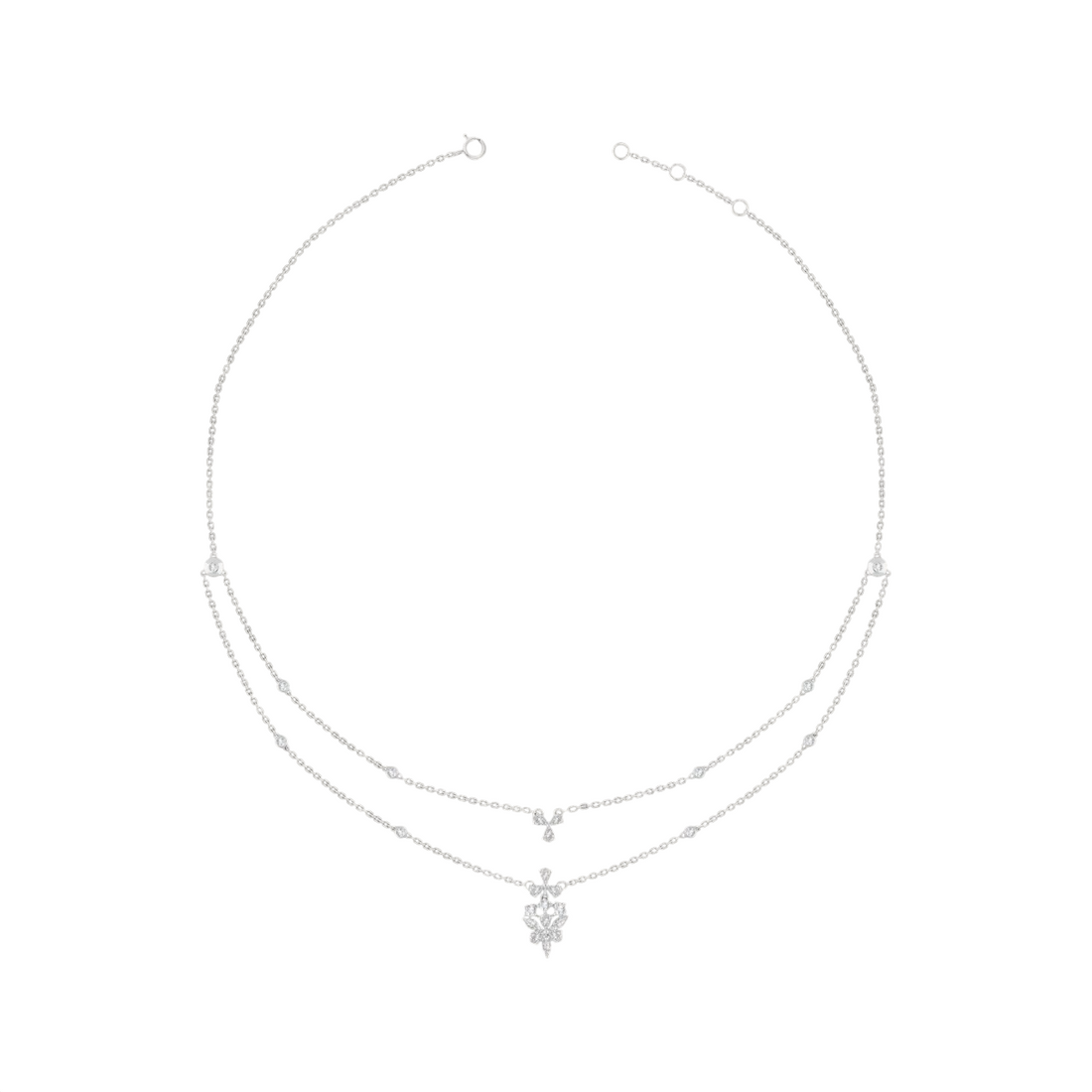 Double Starburst Lab Grown Diamond Necklace