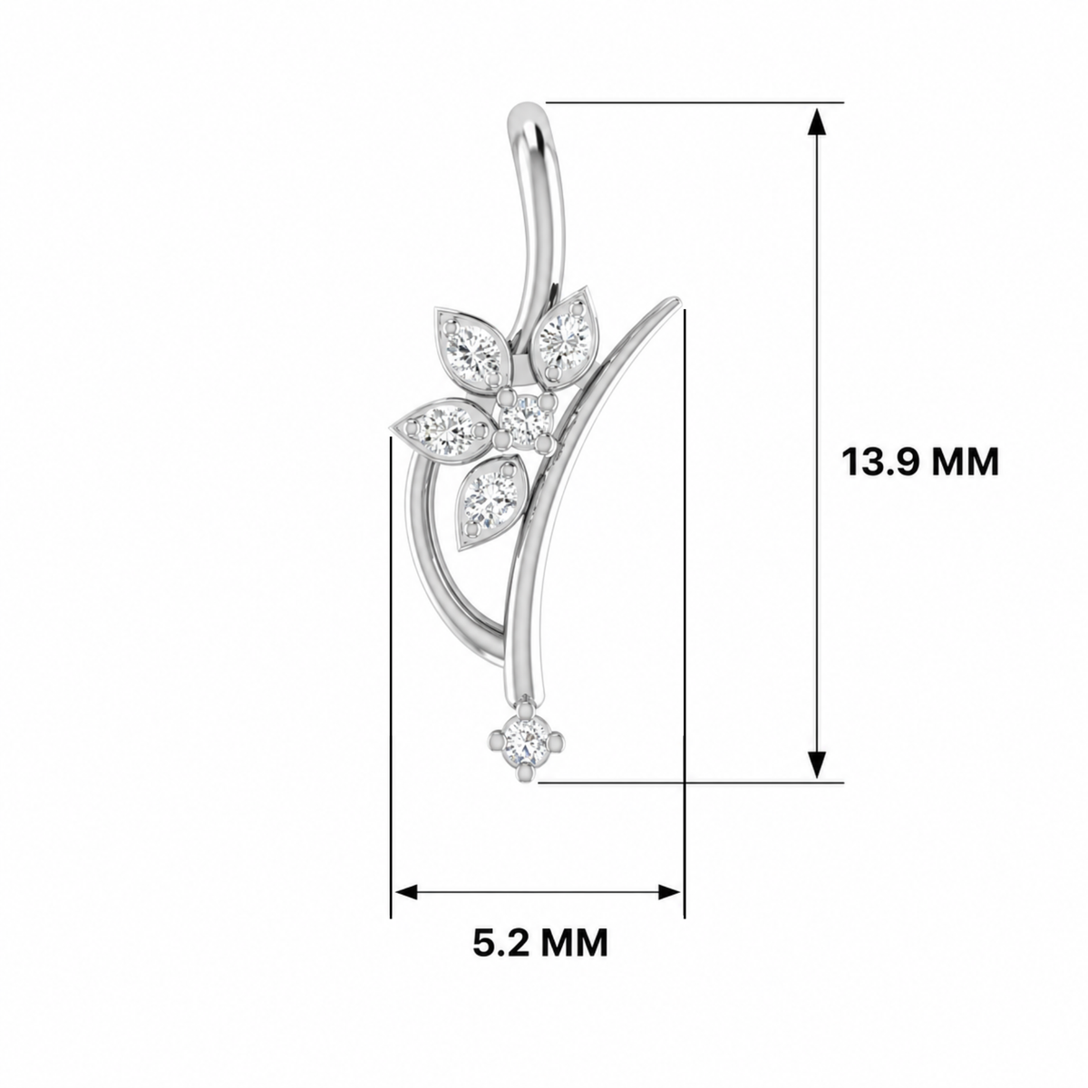 Nara Stem Platinum Plated Lab Grown Diamond Pendant