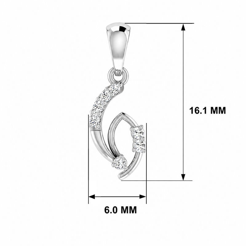 Graceful Swoop Platinum Plated Lab Grown Diamond Pendant
