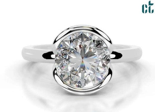 Sleek Halo Solitaire Lab Grown Diamond Ring