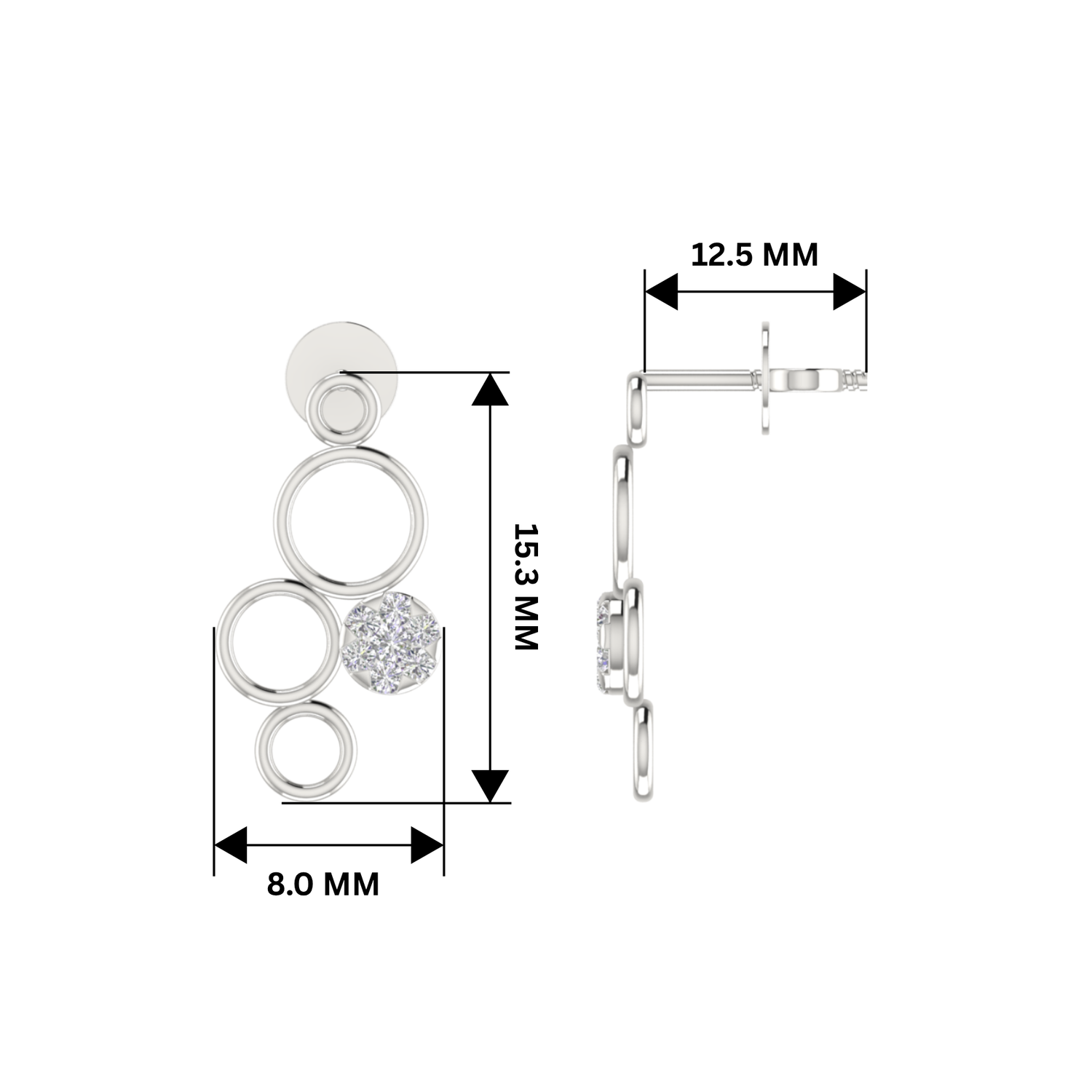 Swing Hoop Platinum Plated Lab Grown Diamond Earrings
