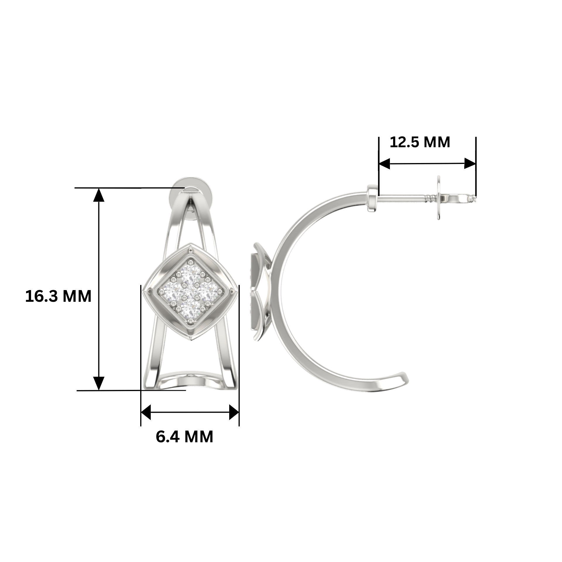 Guardian Kite Platinum Plated Lab Grown Diamond Earrings