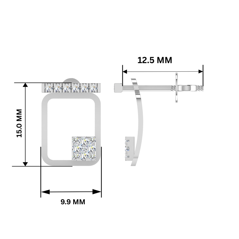 Cipher Geometry Platinum Plated Lab Grown Diamond Earrings