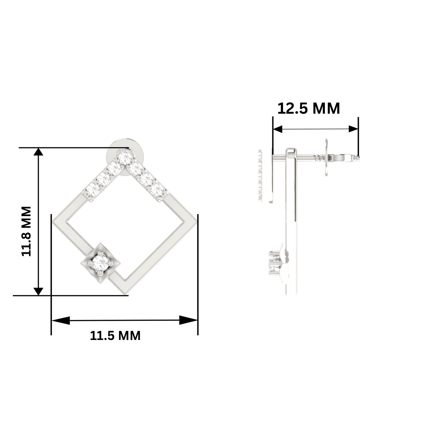 Gallery Frame Platinum Plated Lab Grown Diamond Earrings