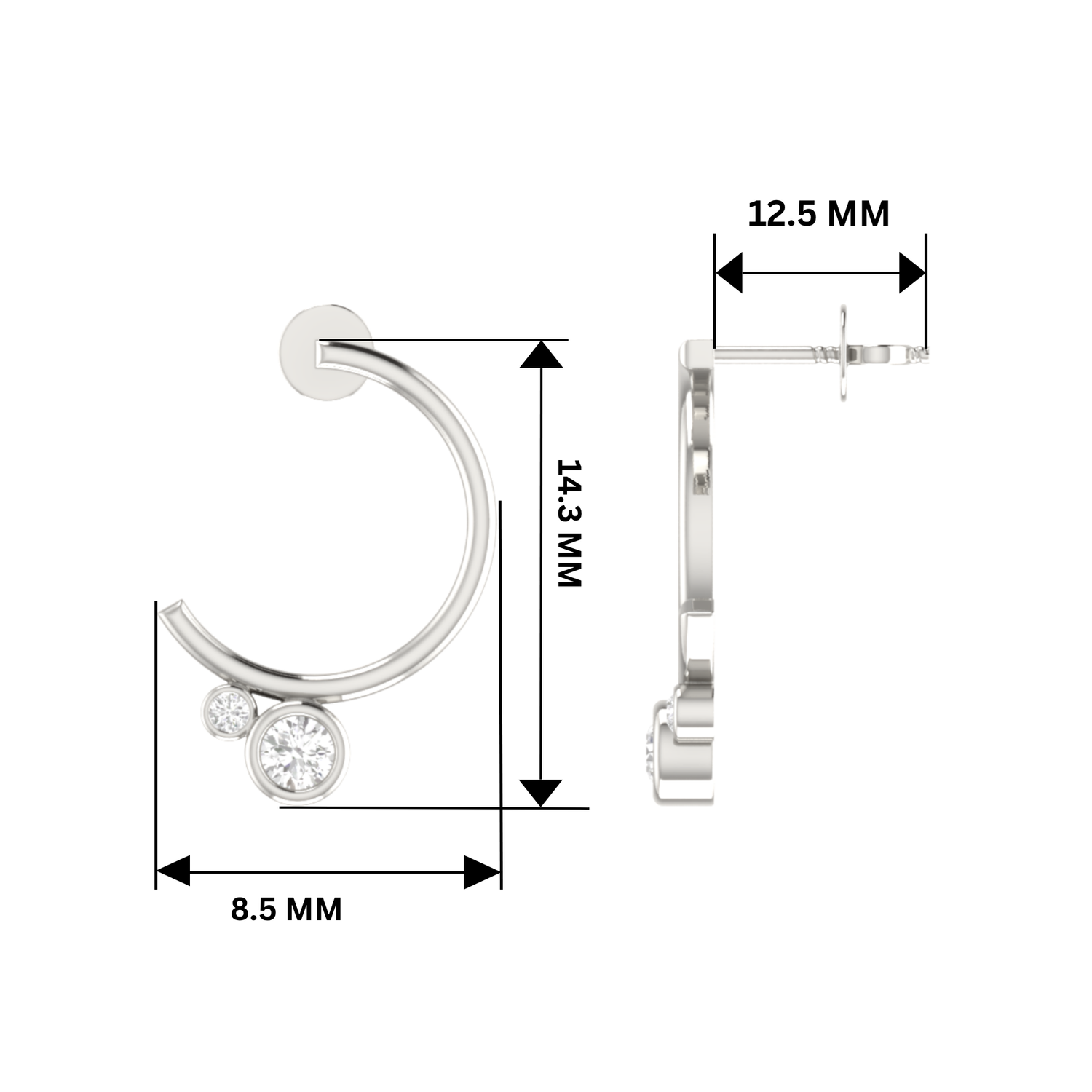 Modulus Curve Platinum Plated Lab Grown Diamond Earrings