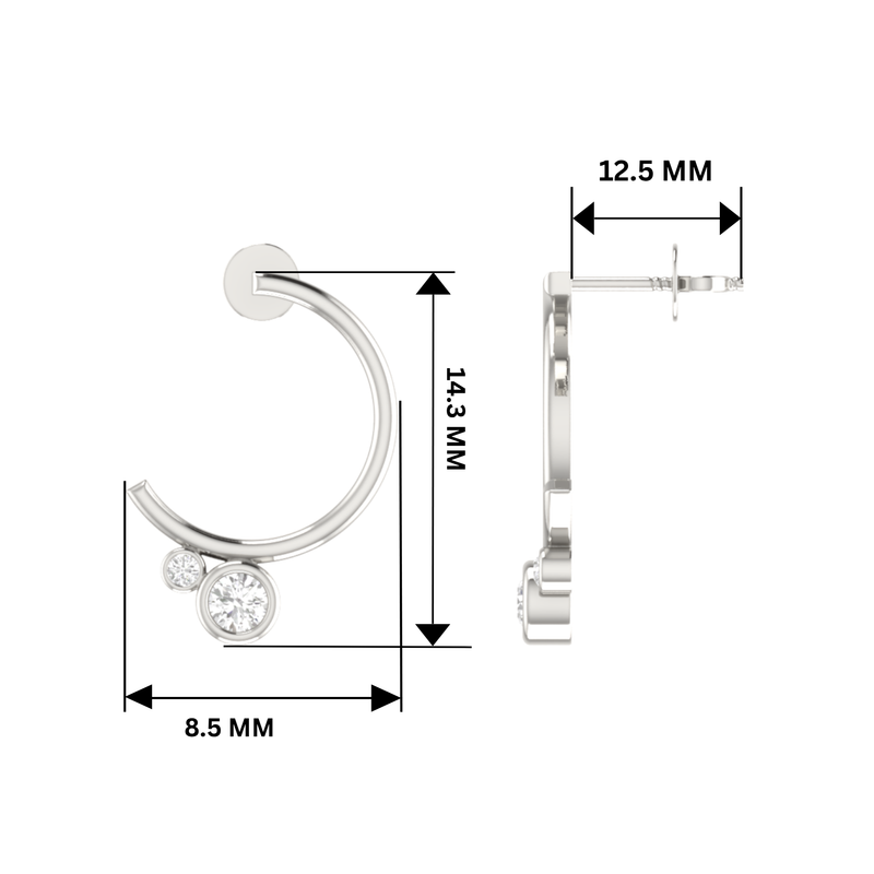 Modulus Curve Platinum Plated Lab Grown Diamond Earrings