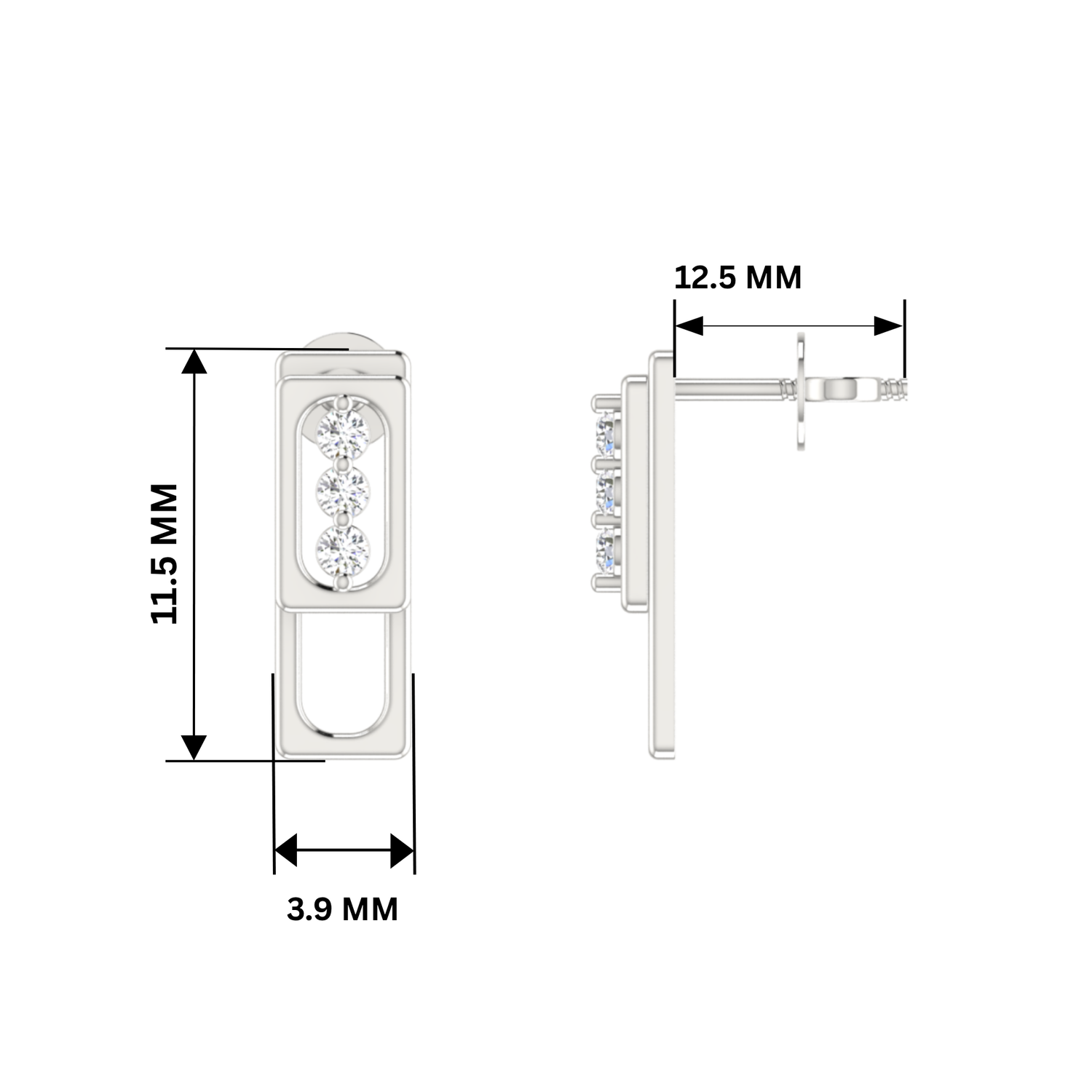 Column Platinum Plated Lab Grown Diamond Earrings