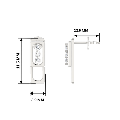 Column Platinum Plated Lab Grown Diamond Earrings