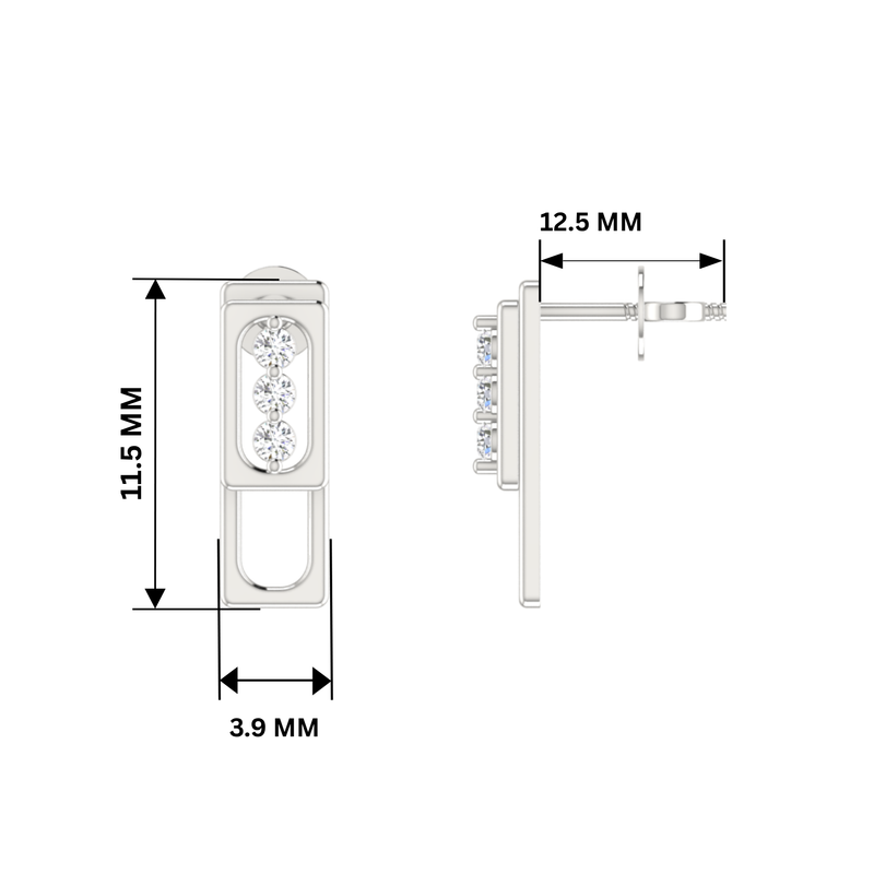 Column Platinum Plated Lab Grown Diamond Earrings